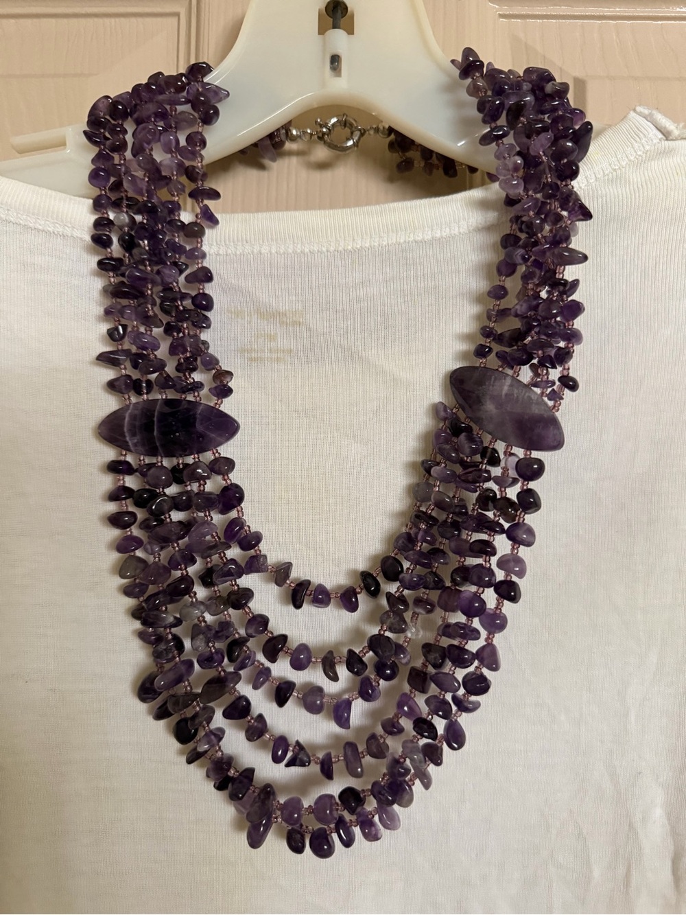 Multi-Strand Purple Amethyst Statement Necklace - Unbranded